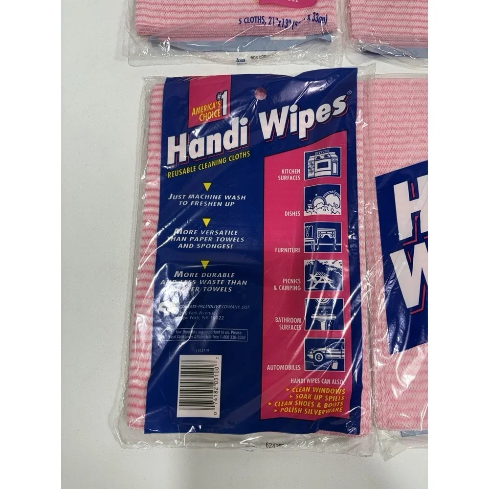 VINTAGE Handi Wipes‎ Lot Of 4 Reusable Multi-purpose Cloths Pink 5 Pk Each New!